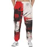 Men's Sweatpants Modern Art Abstraction Black White and Red
