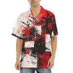 Hawaiian Shirt Modern Art Abstraction Black White and Red
