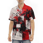 Men's Polo Shirt Modern Art Abstraction Black White and Red