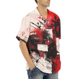 Hawaiian Shirt Modern Art Abstraction Black White and Red