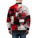 Bomber Jacket Modern Art Abstraction Black White and Red
