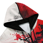 Men's Zip Up Hoodie Modern Art Abstraction Black White and Red