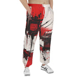 Men's Sweatpants Modern Art Abstraction Black White and Red