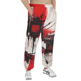 Men's Sweatpants Modern Art Abstraction Black White and Red