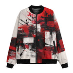 Bomber Jacket Modern Art Abstraction Black White and Red