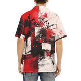 Hawaiian Shirt Modern Art Abstraction Black White and Red