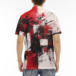 Men's Polo Shirt Modern Art Abstraction Black White and Red