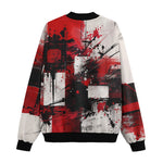 Bomber Jacket Modern Art Abstraction Black White and Red