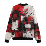 Bomber Jacket Modern Art Abstraction Black White and Red
