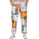 Men's Sweatpants Modern Art Abstraction Blue White and Yellow