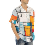 Hawaiian Shirt Modern Art Abstraction Blue White and Yellow
