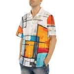 Hawaiian Shirt Modern Art Abstraction Blue White and Yellow