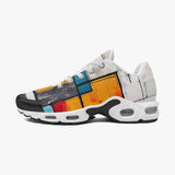 Air Cushion Sneakers Modern Art Abstraction Blue White and Yellow