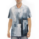 Men's Polo Shirt Modern Art Abstraction Blue and White
