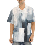 Hawaiian Shirt Modern Art Abstraction Blue and White