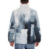 Down-Padded Puffer Jacket Modern Art Abstraction Blue and White