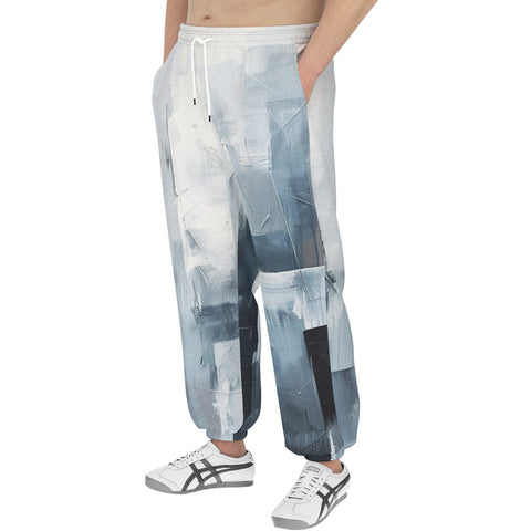 Men's Sweatpants Modern Art Abstraction Blue and White