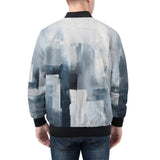 Bomber Jacket Modern Art Abstraction Blue and White