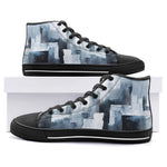 High-Top Canvas Shoes Modern Art Abstraction Blue and White