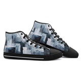 High-Top Canvas Shoes Modern Art Abstraction Blue and White