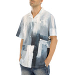 Hawaiian Shirt Modern Art Abstraction Blue and White