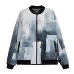 Bomber Jacket Modern Art Abstraction Blue and White