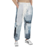 Men's Sweatpants Modern Art Abstraction Blue and White