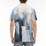 Men's Polo Shirt Modern Art Abstraction Blue and White