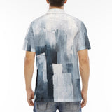 Men's Polo Shirt Modern Art Abstraction Blue and White