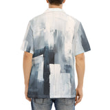 Hawaiian Shirt Modern Art Abstraction Blue and White