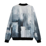 Bomber Jacket Modern Art Abstraction Blue and White