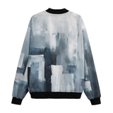 Bomber Jacket Modern Art Abstraction Blue and White