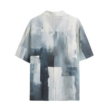 Hawaiian Shirt Modern Art Abstraction Blue and White