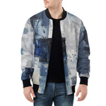Bomber Jacket Modern Art Abstraction Blue and White