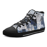 High-Top Canvas Shoes Modern Art Abstraction Blue and White