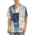 Hawaiian Shirt Modern Art Abstraction Blue and White