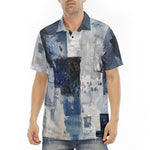 Men's Polo Shirt Modern Art Abstraction Blue and White