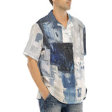 Hawaiian Shirt Modern Art Abstraction Blue and White