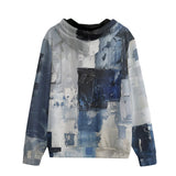 Men's Zip Up Hoodie Modern Art Abstraction Blue and White