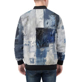 Bomber Jacket Modern Art Abstraction Blue and White