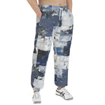Men's Sweatpants Modern Art Abstraction Blue and White