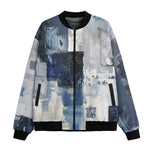 Bomber Jacket Modern Art Abstraction Blue and White