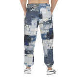 Men's Sweatpants Modern Art Abstraction Blue and White