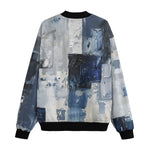 Bomber Jacket Modern Art Abstraction Blue and White