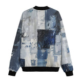 Bomber Jacket Modern Art Abstraction Blue and White