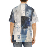 Hawaiian Shirt Modern Art Abstraction Blue and White