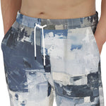 Men's Sweatpants Modern Art Abstraction Blue and White