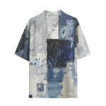 Hawaiian Shirt Modern Art Abstraction Blue and White