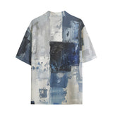 Hawaiian Shirt Modern Art Abstraction Blue and White