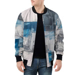 Bomber Jacket Modern Modern Art Abstraction Blue and White